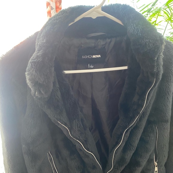 Fashion Nova Plush Black Teddy Jacket - Picture 2 of 2